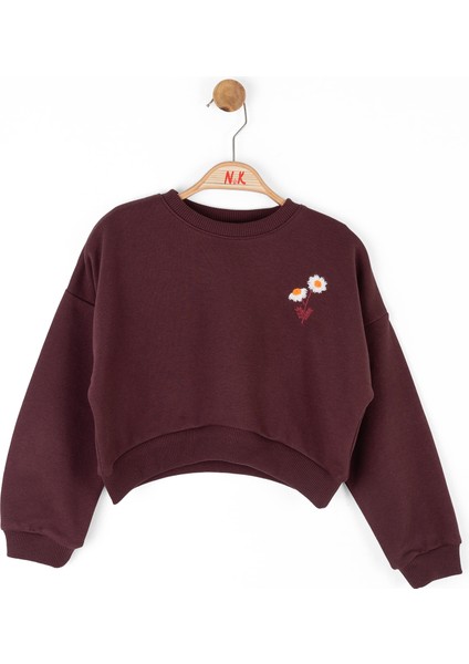 37505 Kız Çocuk Bordo Akasya Sweat