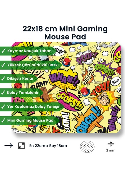 Funny Figures 22X18CM MP522218 Ilyuka Mini Boy Gaming Mousepad Dikişsiz Kenar Kaymaz Kauçuk Taban 22X18CM