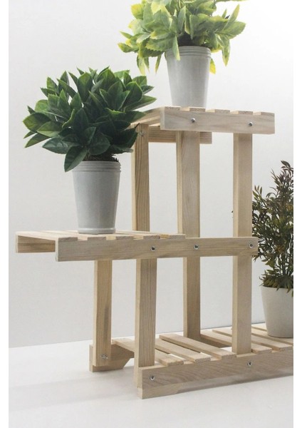 Natural Çiçeklik 3 Raflı Saksılık Masif Ahşap Çiçek STANDI(WDN-139N) fiyatları