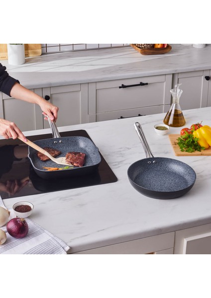 Biogranit Monet 2 Parça Tava Grill Set Siyah