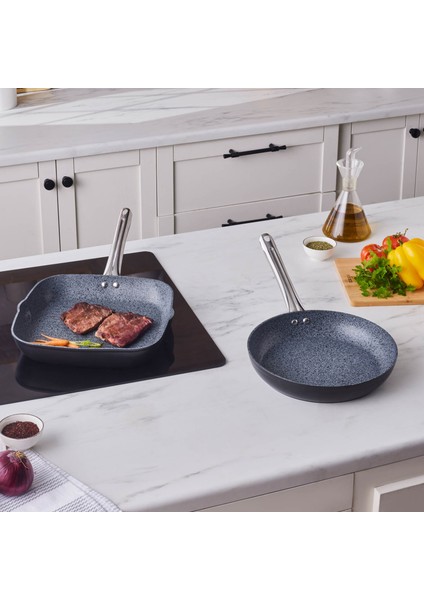 Biogranit Monet 2 Parça Tava Grill Set Siyah