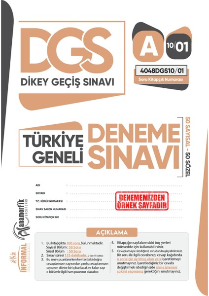 2025 DGS 10'lu Paket Deneme Sınavı Özgün Yeni Nesil Türkiye Geneli Kurumsal Çözümlü Anamorfik Yayınları