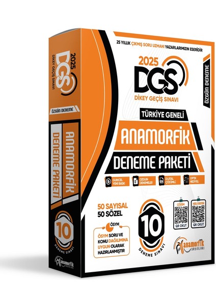 2025 DGS 10'lu Paket Deneme Sınavı Özgün Yeni Nesil Türkiye Geneli Kurumsal Çözümlü Anamorfik Yayınları