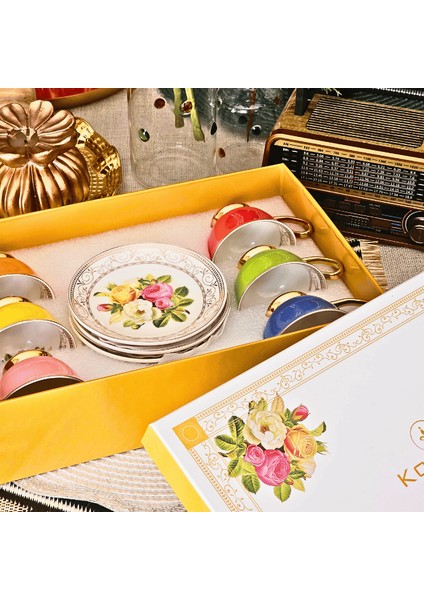 Porselen Rose 6 Kişilik Kahve Fincanı 90CC Lıa-02 fiyatları