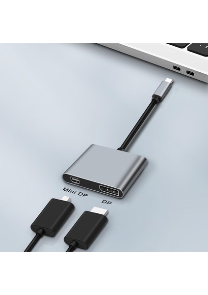 USB Type-C To Mini Dp/dp Displayport Adaptörü 4K 2 In 1 Tip C Erkek Displayport ve Mini Displayport Dişi Video Dönüştürücü Kablosu Bilgisayar Telefonu Dizüstü Monitör Ekranlar PW-745