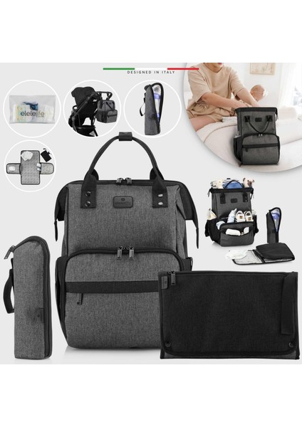life Venice 3in1 Anne Bebek Bakım Çantası Siyah-Gri