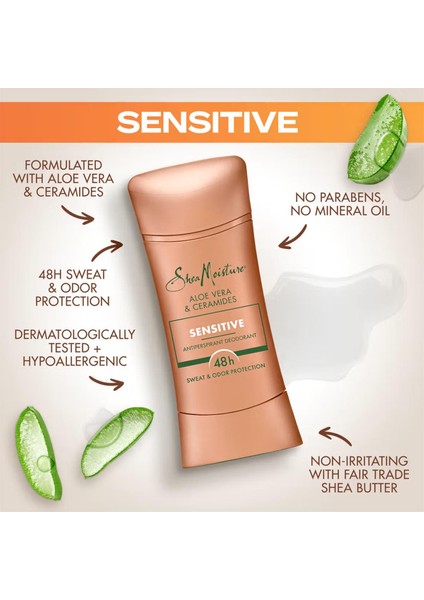 Aloe Vera & Ceramides Sensitive Antiperspirant Stick Deodorant 74GR