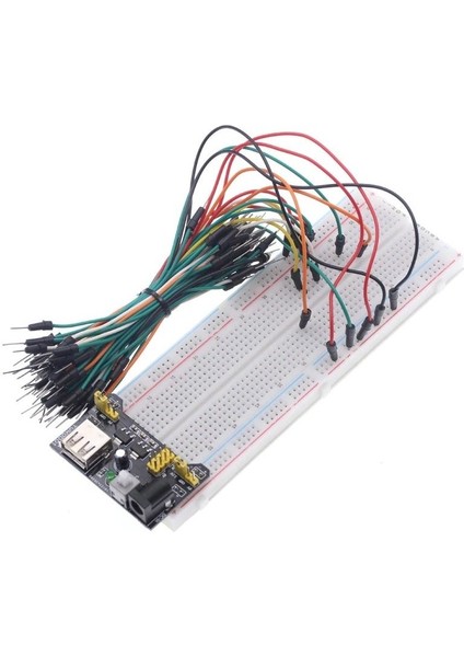 Kutulu Breadboard Power 65'li Jumper Kablo Adaptörlü Elektronik Deney Seti