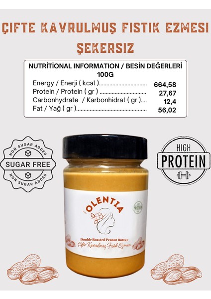 Şekersiz Çifte Kavrulmuş %100 Fıstık Ezmesi 320 gr fiyatları