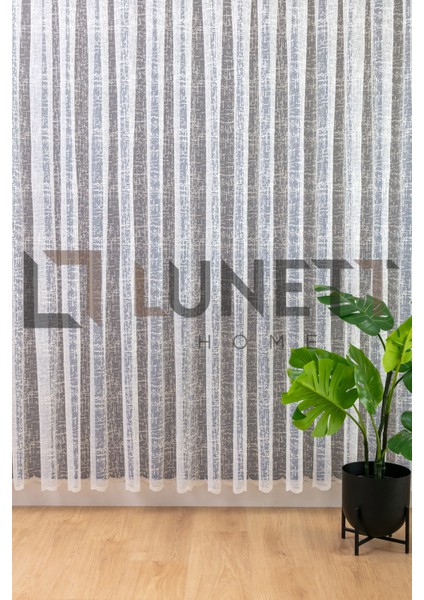 Kullanıma Hazır Ekru Renk Stone Desen (1x3) Sık Pileli Tül Perde fırsatları