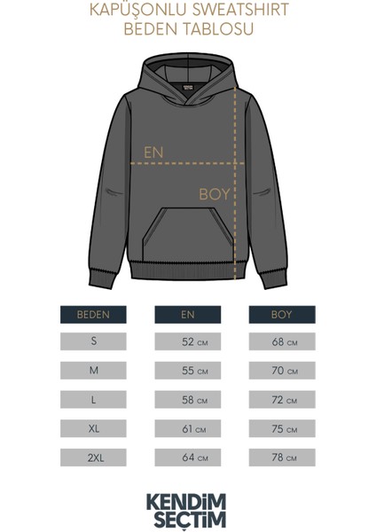 Atatürk Sarı Lacivert Ön Baskılı Sweatshirt Unisex Kapüşonlu Hoodie