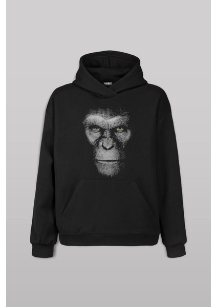 Maymunlar Cehennemi Caesar War Planet Apes Ön Baskılı Sweatshirt Unisex Kapüşonlu Hoodie
