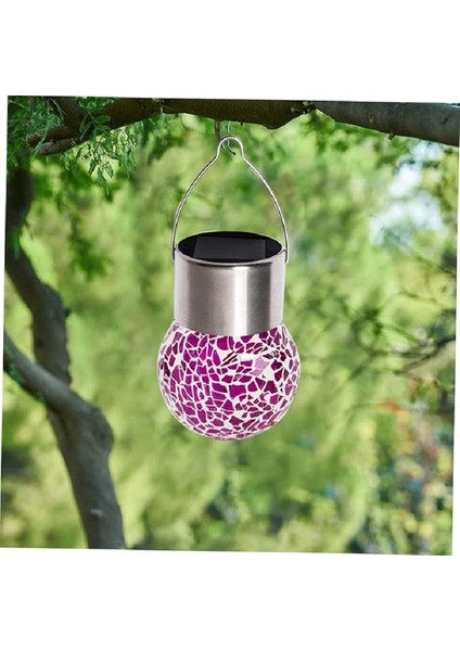 Solar Small Cracked Bottle Lights Güneş Enerjili Mor Renkli Mozaik Görünümlü Cam Aydınlatma