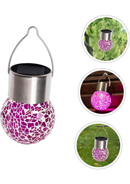 Solar Small Cracked Bottle Lights Güneş Enerjili Mor Renkli Mozaik Görünümlü Cam Aydınlatma fırsatları