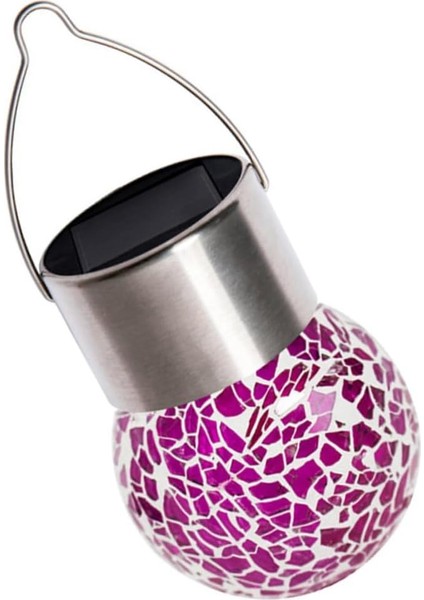 Solar Small Cracked Bottle Lights Güneş Enerjili Mor Renkli Mozaik Görünümlü Cam Aydınlatma indirimleri
