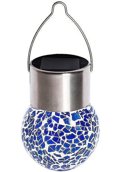 Solar Small Cracked Bottle Lights Güneş Enerjili Mavi Renkli Mozaik Görünümlü Cam Aydınlatma fırsatları