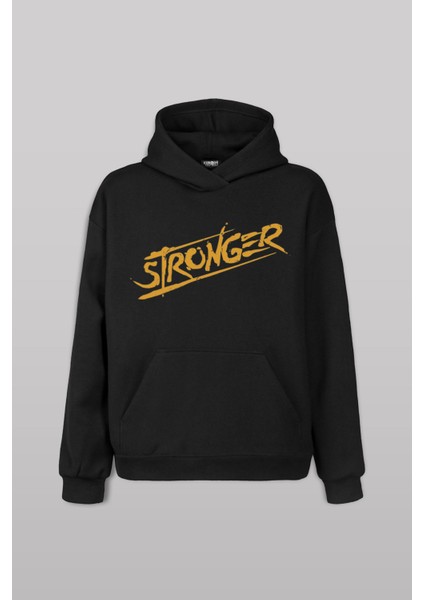 Stronger Daha Güçlü Sporcu Gym Fitness Spor Ön Baskılı Sweatshirt Unisex Kapüşonlu Hoodie