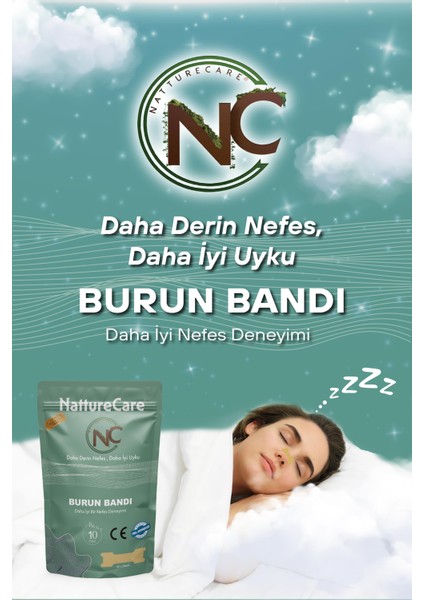 Yeni Nesil Nefes Almaya Yardımcı ve Horlamayı Azaltan Burun Bandı 10'lu 60*22 Skın