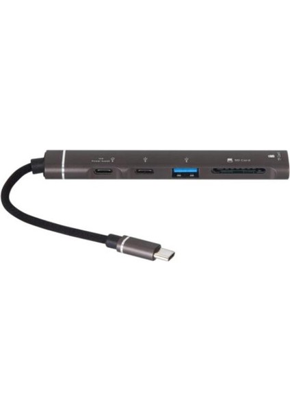 Type-C Hub, 5in1, 2 Adet Type-C, 1 Adet Usb-A Çoklayıcı, Tf Kart Girişli USB C Hub Adaptörü Sd Kart Okuyucu Macbook ile Uyumlu H02 ZR888