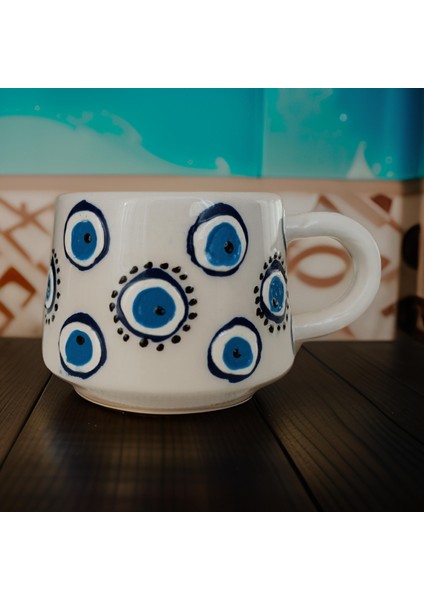 Ilbay Seramik Kupa Mug Klasik Yuvarlak Nazar modelleri