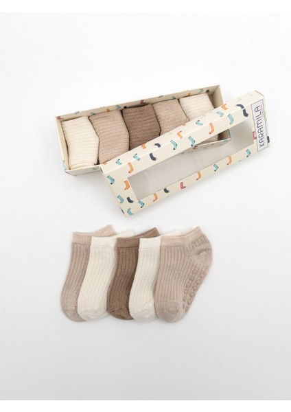 Doğal Bambu 5'li Set Bebek Patik Çorap ( +6 Ay Sonrası Kaydırmaz Silikon Tabanlı ) fiyatları