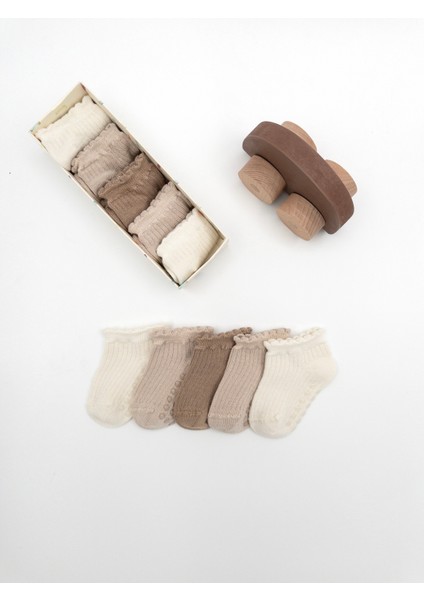 Doğal Bambu 5'li Set Bebek Patik Çorap ( +6 Ay Sonrası Kaydırmaz Silikon Tabanlı ) modelleri