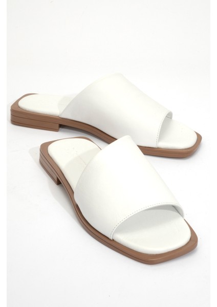 Kadın Bantlı Deri Terlik Zy 8011 Beyaz fiyatları