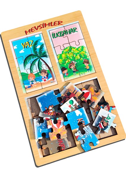 Eğitici Ahşap Oyuncak | Dört Mevsim, Mevsimler Eğitici Ahşap Bul-Tak Puzzle fiyatları