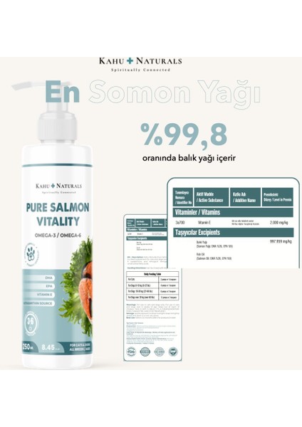 Pure Salmon Vitality %100 Doğal Norveç Somon Balık Yağı, Omega 3 ve 6, E Vitamini, Kedi ve Köpek, 250 ml fiyatları