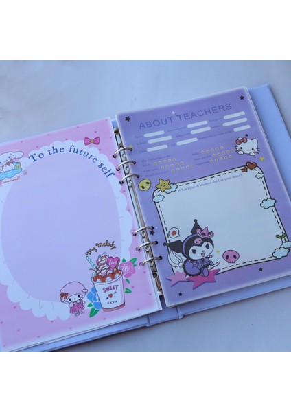 Kuromi Tasarımlı Dosya Renkli Sayfalı Defter A4 Boyu