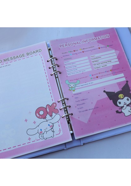 Kuromi Tasarımlı Dosya Renkli Sayfalı Defter A4 Boyu