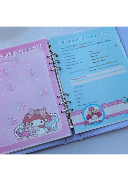 Kuromi Tasarımlı Dosya Renkli Sayfalı Defter A4 Boyu