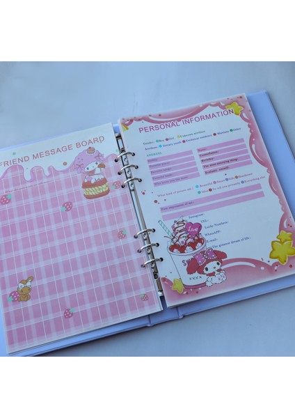Kuromi Tasarımlı Dosya Renkli Sayfalı Defter A4 Boyu