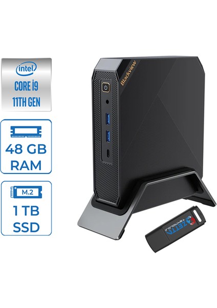 Intel Core I9 11900 48GB 1tb SSD Intel UHD Graphic Windows 11 Pro Mini Bilgisayar MP200I9P13 + Zettausbbellek