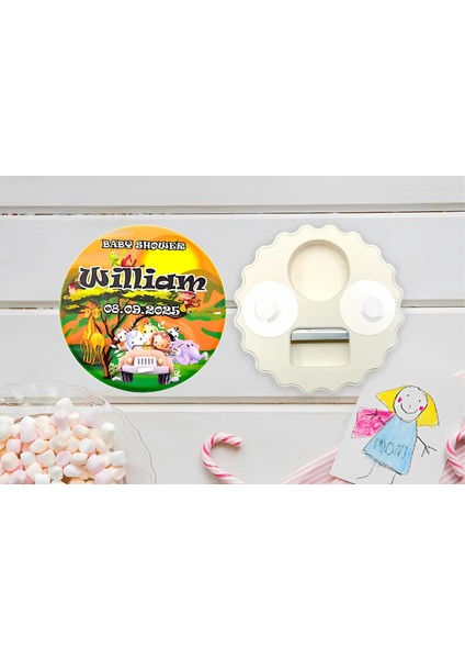 1. Doğum Günü Hediyesi, Bebek, Bayb Shower, Hoş geldin, Bebek Şekeri, Buzdobabı magnet,Sevimli Safari Macerası: fırsatları