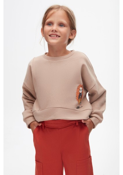 37513 Kız Çocuk Vizon Kolej Sweat