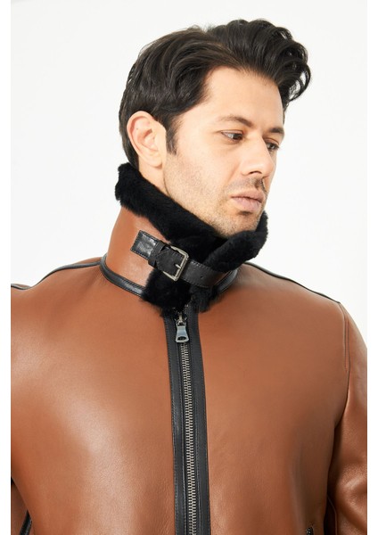 Hakiki Nubuk Deri Pilot Mont - Içi Kürklü, Bomber Yaka - Taba 75 cm - 500622 fırsatları