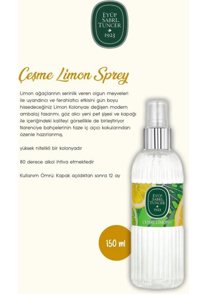 Limonu Serisi(Kolonya 400ML,SPREY Kolonya 150ML,ODA Kokusu 50ML,KREM).