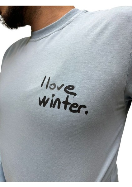 Baskı Desenli Erkek 2 Iplik Sweat- I Love Winter modelleri