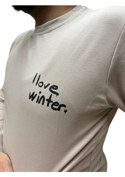 Baskı Desenli Erkek 2 Iplik Sweat- I Love Winter modelleri