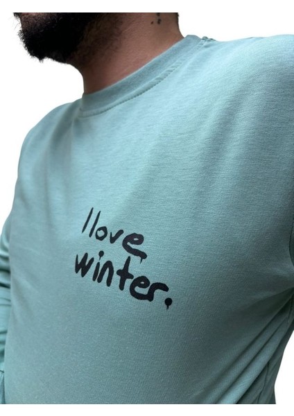 Baskı Desenli Erkek 2 Iplik Sweat- I Love Winter modelleri