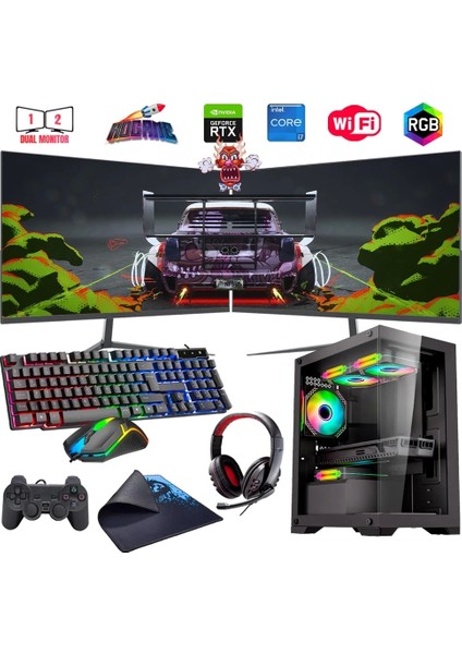 I7 13700F 16GB Ddr4 480SSD 8gb RTX3050 Çift 24" Monitörlü (Gaming Set)