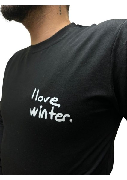 Baskı Desenli Erkek 2 Iplik Sweat- I Love Winter modelleri