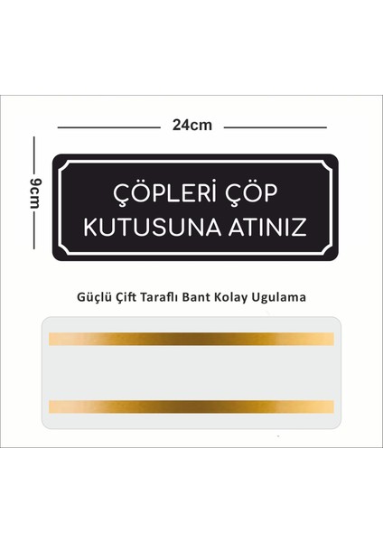 Çöpleri Çöp Kutusuna Atınız - Ofis Departman Kapı İsimliği, Yönlendirme Levhası 24X9 cm 4 mm fiyatları