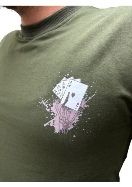 Baskı Desenli 2 Iplik Erkek Sweat - Iskambil modelleri