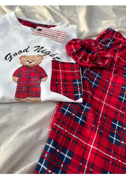 Good Night Pijamalı Tedy Pötikare Cepli Kadın Pijama Takımı(Sadece Kadın) fiyatları