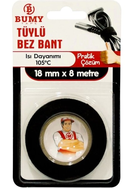 Bez Bant - 18 mm 8 mt - Siyah/ısı Dayanımı 105°C/SİYAH