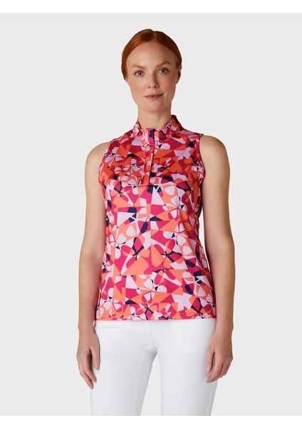 Geometric Floral Sl With Kolsuz Kadın Tshirt