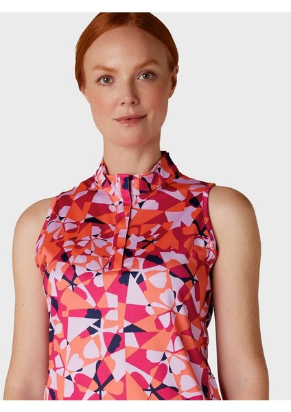 Geometric Floral Sl With Kolsuz Kadın Tshirt fırsatları