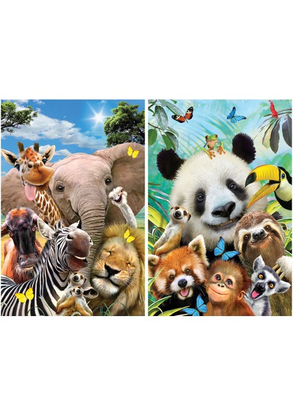 Afrika Hayvanları ve Hayvanlar Alemi Selfie Ikili Puzzle 200 Parça 10237
